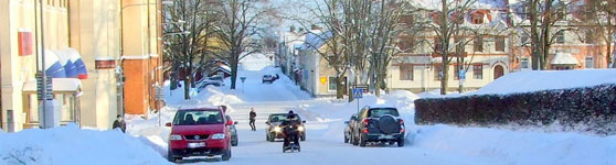 Vintertider i Västervik på Båtsmansgatan.