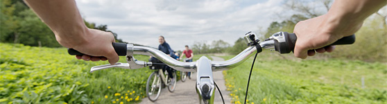 Någon som cyklar på en väg